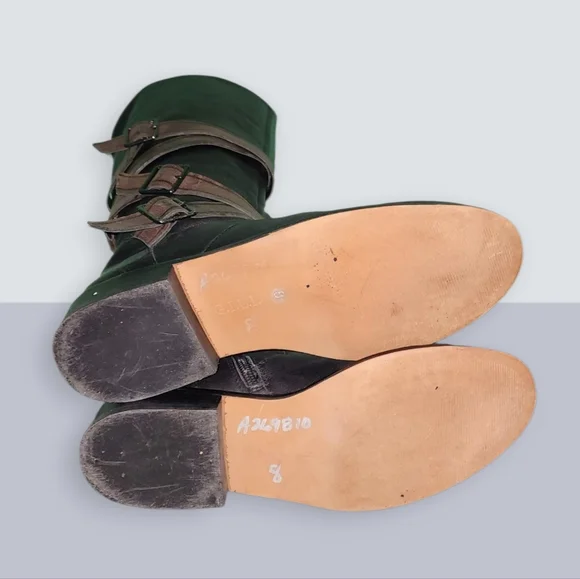 Women Vintage Leather Blk Riding Boots with detailed brn buckles by G.I.L.I 8 - Picture 8 of 8